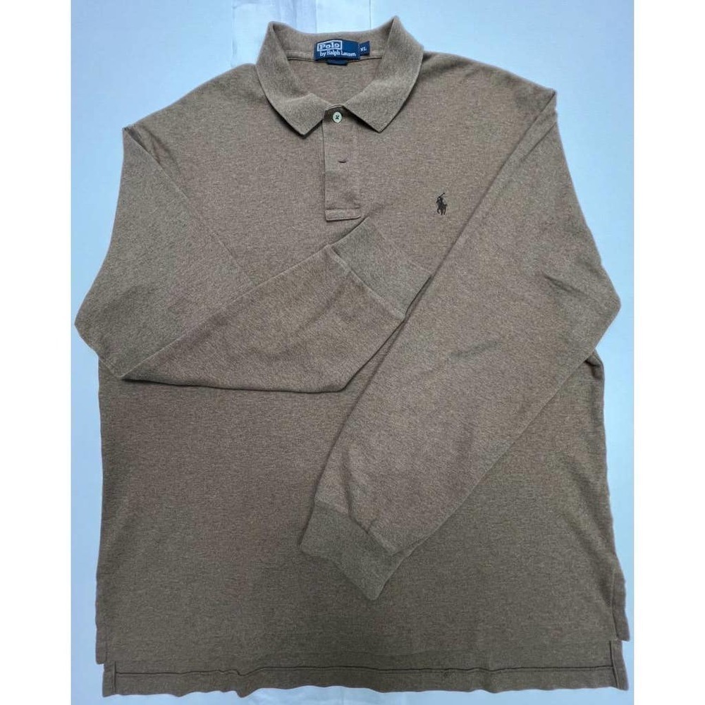 Men Long Sleeve Pullover Polo Size XL Brown